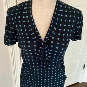 Ralph Lauren Black Top with Blue Polka Dots